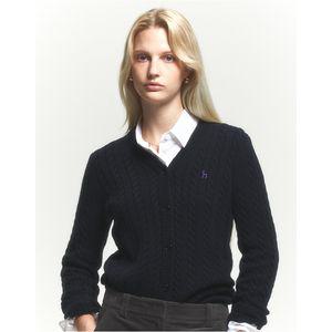 헤지스레이디스 여성 블랙 캐시미어 케이블 브이넥 가디건 HSSW4DC86BK