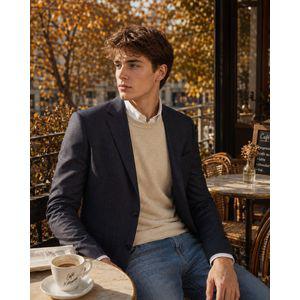 닥스 블루 체크 울 FW 수트 자켓 DMSJ3C034B2