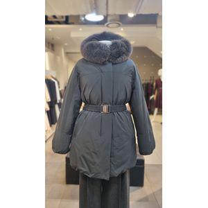 지고트 구스다운 폭스퍼 벨티드 롱 점퍼 JRCA2PD553B