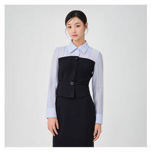 JJ지고트 셔츠 배색 뷔스티에 블라우스 GS9P0BL912