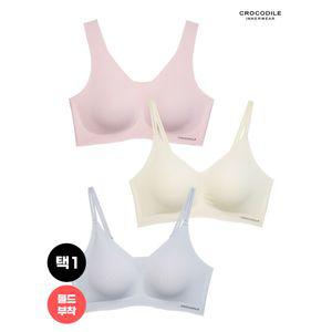 크로커다일 이너웨어 [크로커다일] 25SS 인견쉘론 몰드부착 V넥/더블스트랩 브라 1종 택1