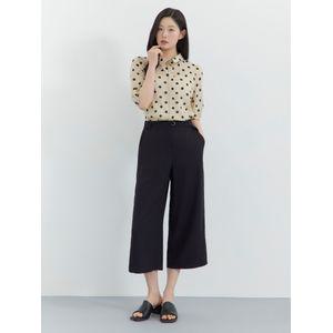[지센] (2컬러) 벨트 백밴딩 와이드 7부 팬츠 LFPTQ502