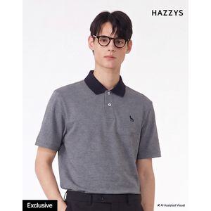 헤지스 26SS [시즌오프]네이비 로고자수 면혼방 반팔카라티셔츠 HZTS6B898N2