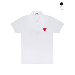 꼼데가르송 플레이 [꼼데가르송] 레드 하트 와펜 카라 반팔 티셔츠 (2COLOR)