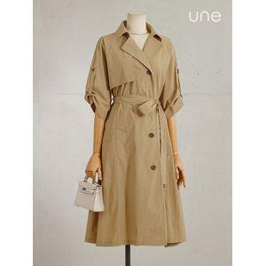 UNE[윈] 바스락 롤업소매 트렌치원피스