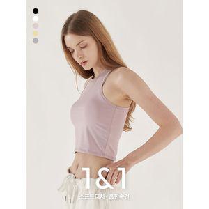 1+1 녹족 요가복 필라테스복 소프트 크롭 나시