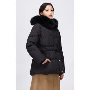 케네스레이디 퀄팅 후드 퍼 숏 벨티드 다운 EDJKOK0100