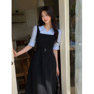JJ지고트 배색 뷔스티에 플레어 원피스 GS5M0OP931
