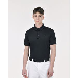 헤지스골프 25SS 블랙 남성 에센셜 백피케 반팔 카라티 HUTS5B301BK