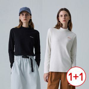 머렐 여성 모크넥 기모 긴팔 티셔츠(1+1) (D4LS302WBLK-K+D4LS302WIVO-K)
