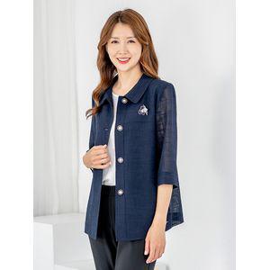 모슬린 엄마옷 린넨라이크 카라 7부 자켓 MQG128206 마담 미시 중년여성 빅사이즈 할머니옷 50대 60대 70대