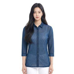 콜핑 여성 하이쿨 등산 셔츠형 7부긴팔 카라 티셔츠 KSC429ST6W