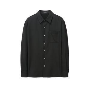 알레그리 블랙 Refined Wool 레귤러핏 풀오픈 셔츠 ARSH4C003BK