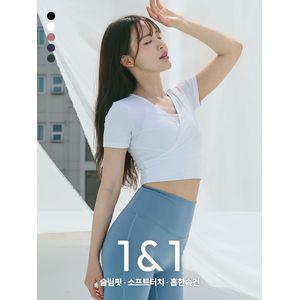 1+1 녹족 요가복 필라테스복 헤이즈 크롭티