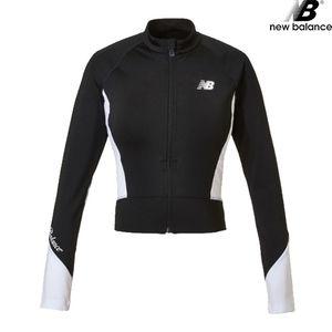 뉴발란스 NBMDE2W702-BK 에센셜 집업 래쉬가드 슬림핏 내장캡 여성 수영복