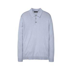 질스튜어트뉴욕 맨 라이트블루 Bloom Silk 실크블렌드 카라 니트 JNSW4C102B1