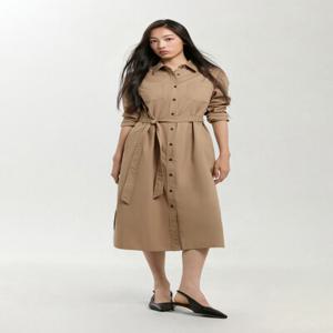 자수 패치 포켓 셔츠 원피스