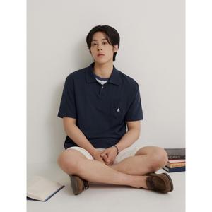[26SS 30%OFF] [빈폴] 코튼 리넨 오픈넥 티셔츠  네이비 (BC6542C83R)