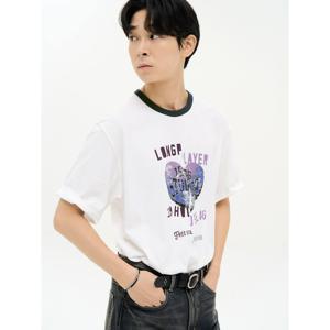 (에잇세컨즈) 브로큰 하트 링거 티셔츠  화이트 456842MC51