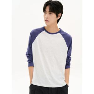 (에잇세컨즈) 컬러 블록 래글런 티셔츠  퍼플 456841SS1U