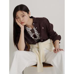 (빈폴레이디스) [Essential] 리넨 솔리드 레귤러숏 셔츠  브라운 BF6364E10D