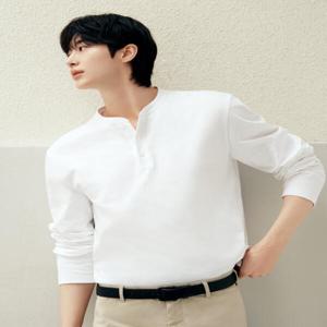 [지오다노] 남자긴팔티셔츠 가을 코튼 헨리넥 롱슬리브 헤비웨이트 긴팔티 026956 695602