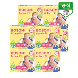 [N]1+1(총8팩) 보솜이 액션핏 팬티 기저귀 공용 특대형 26개입 x 8팩