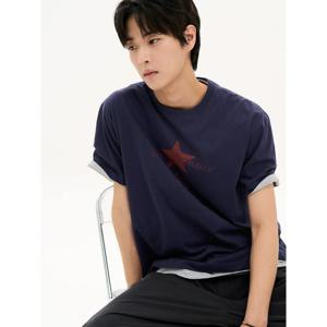 (에잇세컨즈) 세미크롭 그래픽 티셔츠  네이비 456842SS1R