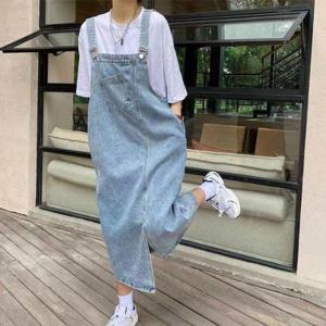 데일리 언발란스 데님 멜빵 원피스 WFIU2YW