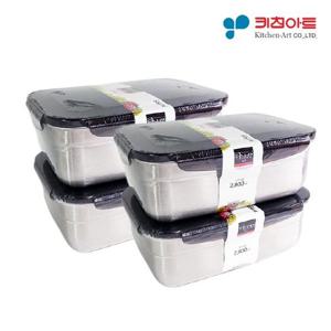 키친아트 다담채 스텐 직사각 밀폐용기 6호2800ml-4개