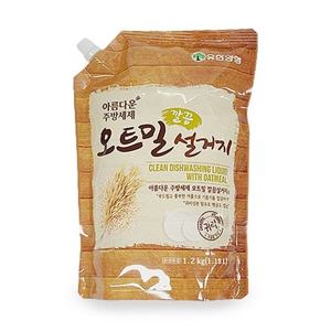 유한 오트밀설거지1200ml리필 설거지 세제 주방 설겆이 리필