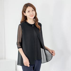 엄마옷 조끼 쉬폰 셔링 라운드 604BNM044 중년여성/50대/60대/마담/빅사이즈/할머니옷