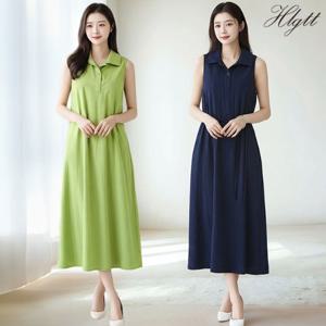 [헬리꽁땡]주아드인견카라끈벨트원피스2종