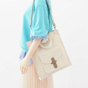 실용적인 심플디자인 포켓 에코백 캔버스 숄더백 W6ED196