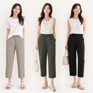 여성 여름 아이스 밴딩바지 8부 냉감팬츠 주머니 쿨링 데일리