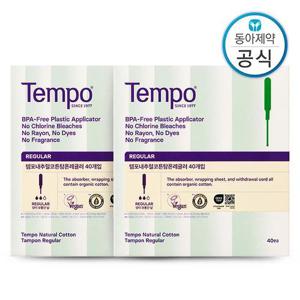 템포 내추럴코튼 탐폰 레귤러 40개입 2팩 유기농 순면 생리대 연휴 수영장