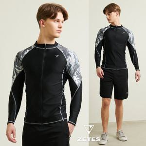 제테스 남성 마블 긴팔 집업 래쉬가드  M_3A883
