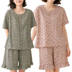 여성 여름 홈웨어 인조인견 플라워 반팔 반바지세트 프릴 이지웨어 잠옷