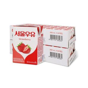 서울우유 딸기 멸균우유 200ml 24입+24입 (2박스)