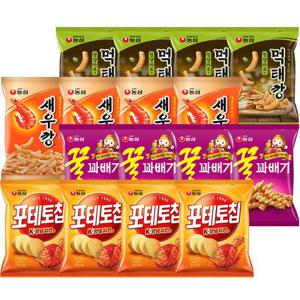 농심 포테토칩양념치킨맛4봉+꿀꽈배기4봉+새우깡4봉+먹태깡4봉