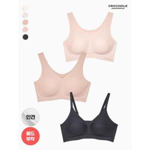 [크로커다일 이너웨어]라이크라 인견쉘론 U/V넥/스트랍 심리스 브라 1종 택1