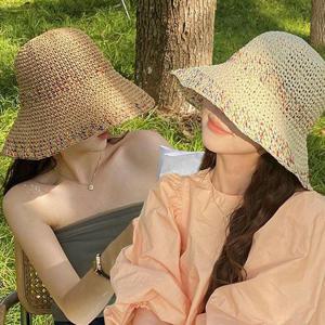 벙거지모자 여성 여름 왕골 밀짚 벙거지 버킷햇 모자