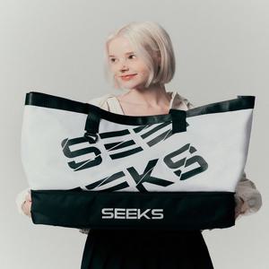 [SEEKS] 식스 씨클린 빅사이즈 레터링 쇼퍼백 여행가방 보스턴백 빅백
