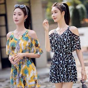 여성 원피스 수영복 원피스 수영복 플레어 래쉬가드 리조트 실외 WFOEH0O