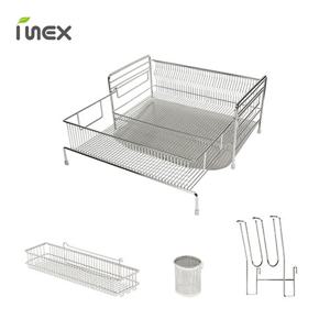 아이넥스 클린엣지 로얄 슬라이드 확장형 식기건조대(본체+조리도구포켓+수저통+텀블러/도마걸이)
