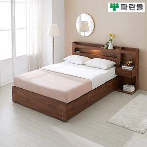 (착불배송) 파란들가구 LED 조명 서랍수납 퀸침대프레임 Q침대
