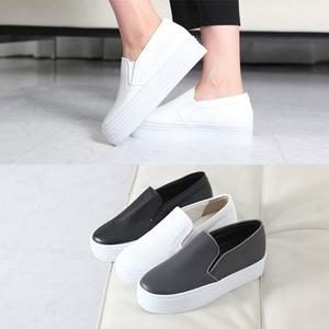 [애슬릿]데일리 소가죽 키높이 통굽슬립온 4cm