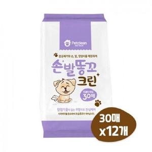 물티슈 크리너 펫클린 손발 똥꼬 크린 티슈 30매x12개