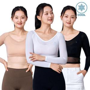 TS스포츠 여성 골프이너웨어 V넥 메쉬 크롭티 기능성 자외선차단 냉감 UV차단 언더레이어