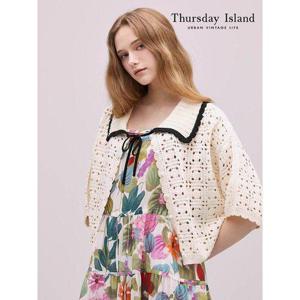 [써스데이아일랜드]카라넥 반팔 가디건(T244MCD235W)
